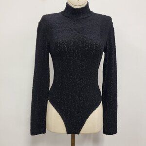 AZUR Women Fairy Grunge‎ Whimsigoth Burnout Bodysuit Size M Black Vampire Witchy